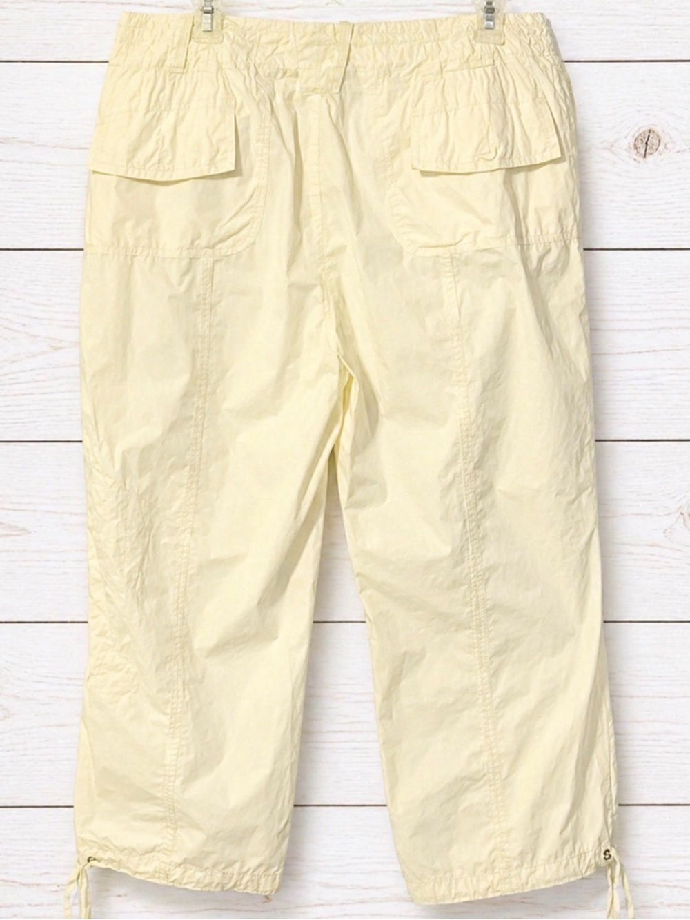 Caribbean Joe Cream Cotton Cargo Capri Pants Drawstring Coastal Beach ~ Size 14 - Picture 5 of 12